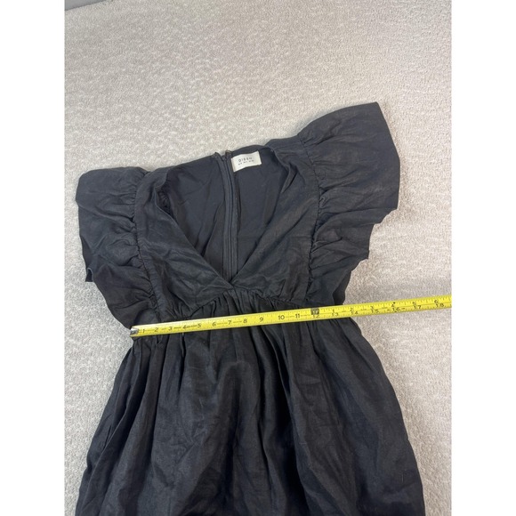 Dissh Dress Womens 4 Black Linen Maxi Flutter Sleeve V Neck Lined Summer - Picture 4 of 9